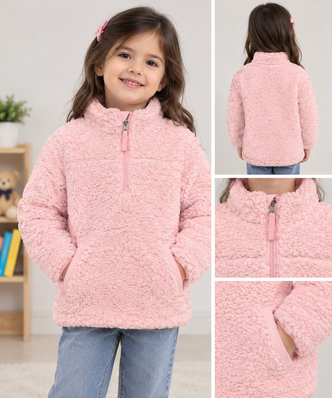 Sherpa Fleece Jacket Quarter-Zip- Member’s Mark
